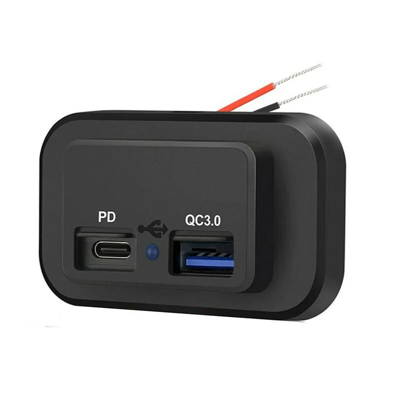 Bluejw 36W Dual QC3.0 USB Car Charger Socket, 12V/24V Automobile Charger Power Outlet Adapter with Switch Panel - Image 1